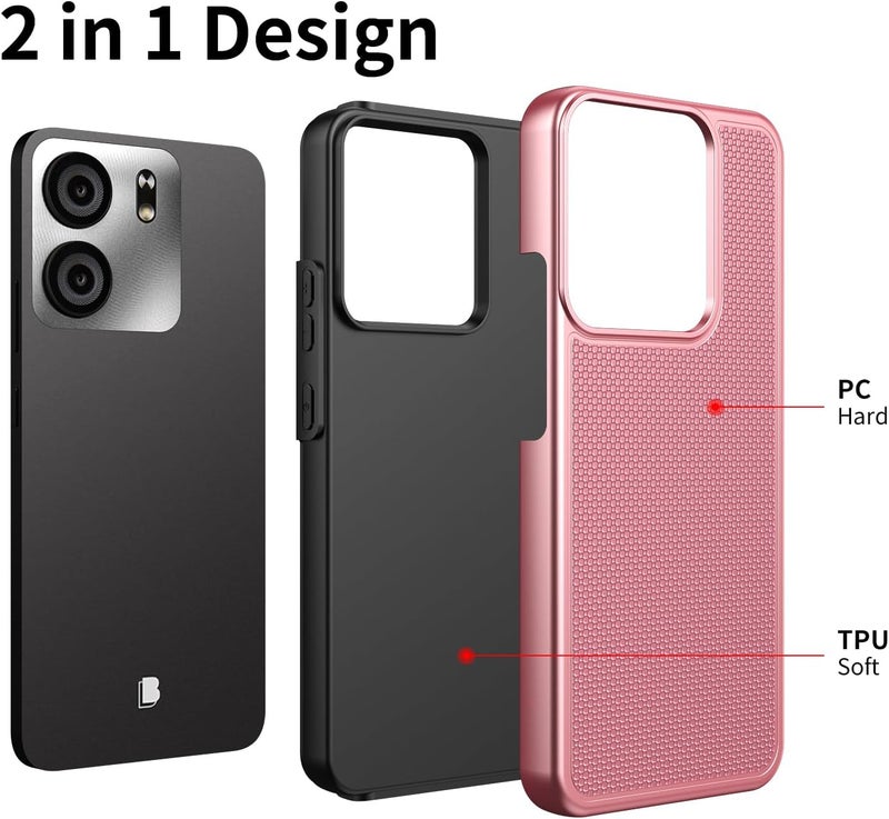 Mocotto for BLU View 5 Phone Case with Tempered Glass Screen Protector,Dual Layer Heavy Duty Shockproof Protection Phone Case Cover for BLU View 5 (Rose Gold) - Image 3